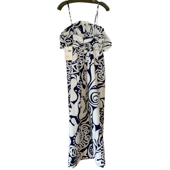 NWT Mara Hoffman Raquel Maxi Strap Floral Dress White Navy V neck Size 2 - Picture 11 of 11